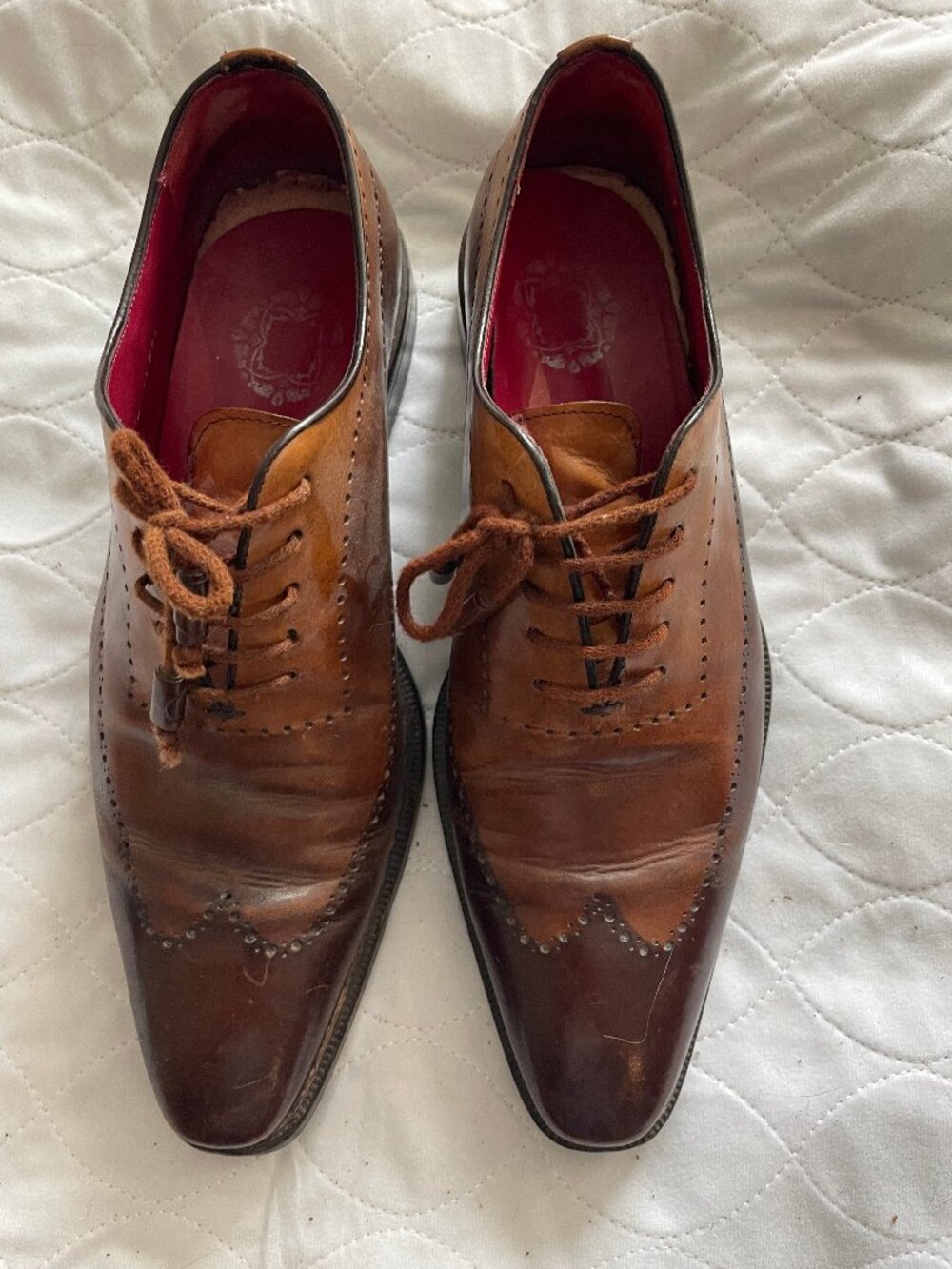 Mezlan Museum Patina Longwing Brogue Dress Shoes Men’s 9M Made in Spain
